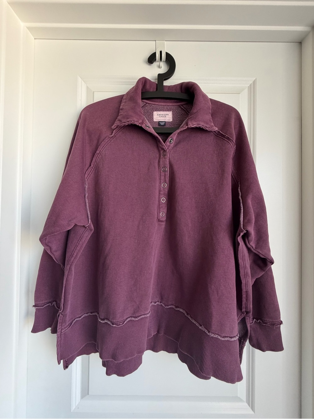 American Eagle Oversized Snap-Neck Fleece Pullover XS